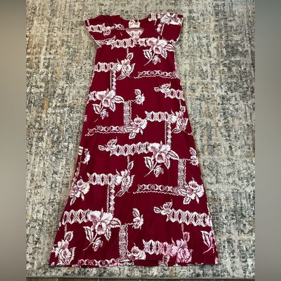VINTAGE MALIHINI HAWAIIAN MAXI DRESS! EUC! SIZE S - Picture 1 of 14